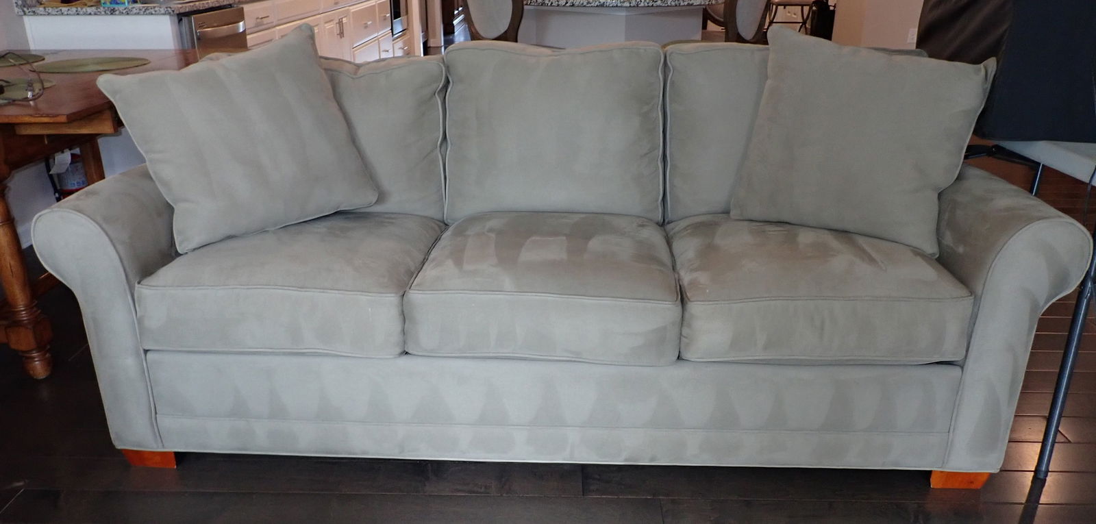 Sofa: Approx 84" long, 20" to seat, 23" deep to backrest, 36" overall depth. No shipping ! Bring proper help to remove