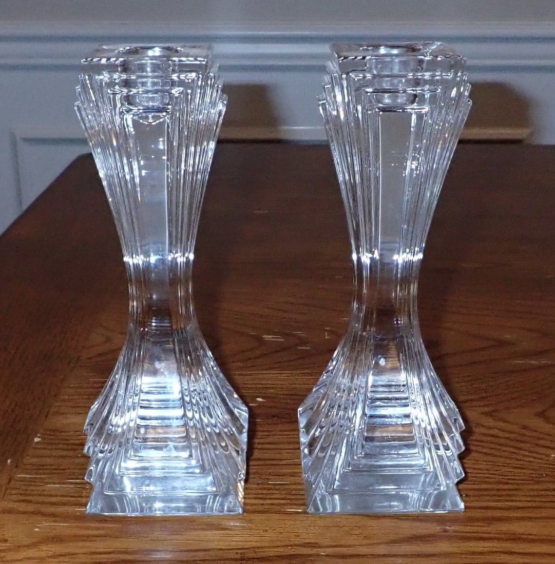 Lead Crystal Candlesticks: Apprx 7 1/4" tall