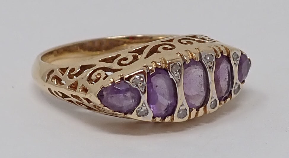 Amethyst and Diamond Filigree Ring (1 of 5)