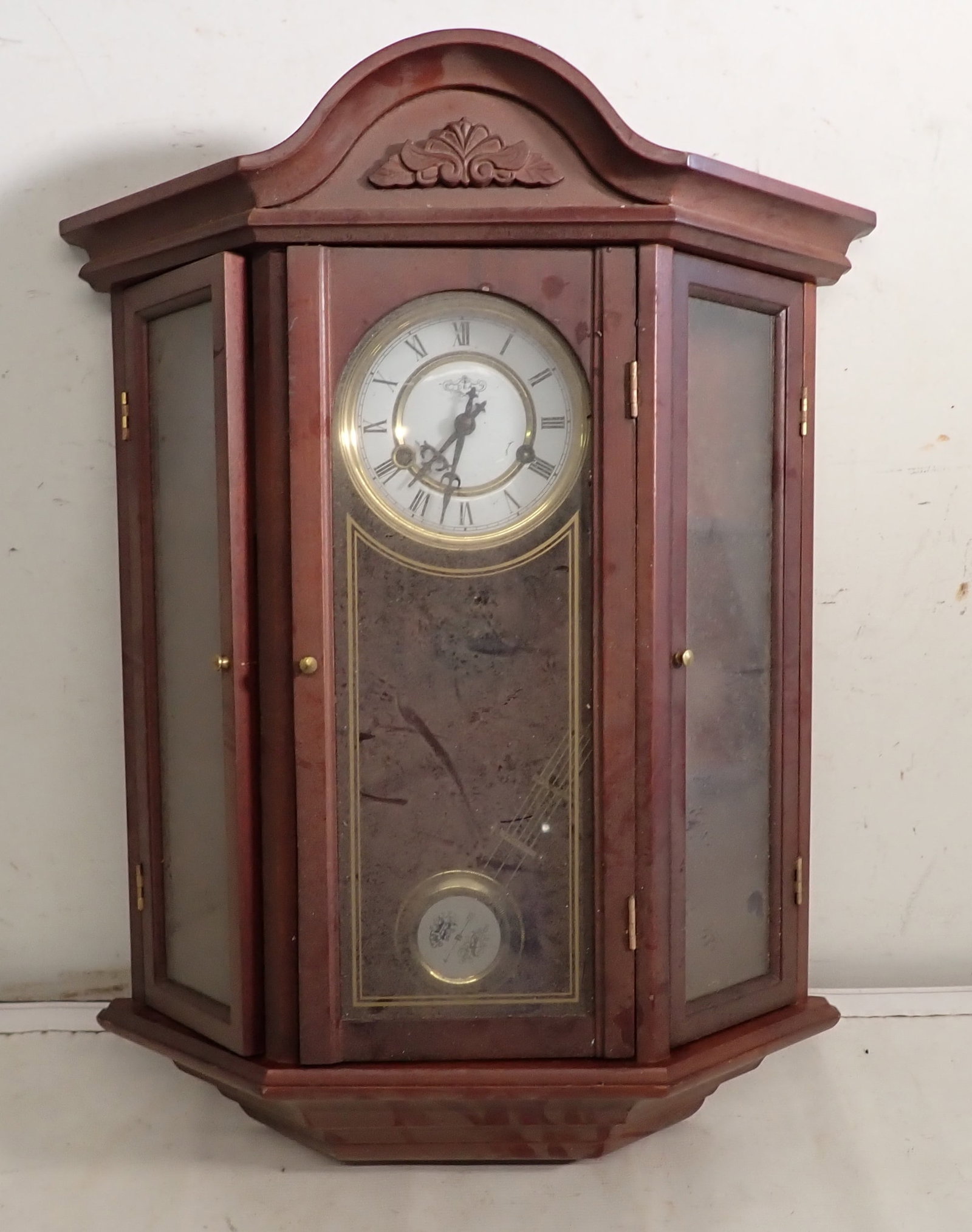 Wall Clock / Curio Shelf: Approx 20" x 26 5/8" tall. NO SHIPPING !