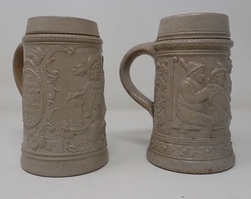 2 German Stoneware Steins