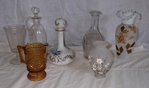 Decanters Vases Amber Pitcher Goblet Misc