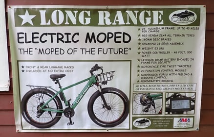 Cosmopolitan Motors Long Range Electric Moped Banner