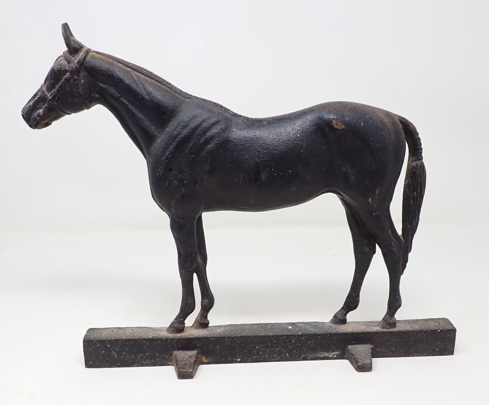 1949 Metalcrafters Cast Iron Hunter Horse Doorstop: Doorstop is approx 12" long and 10 1/4" tall.