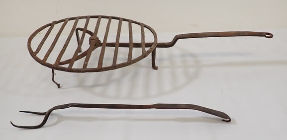 Footed Iron Trivet & Butcher Fork