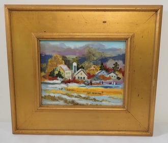 John Reilly Winter Scene Oil Painting on Board