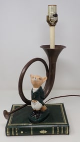 Fox Horn on Book Table Lamp