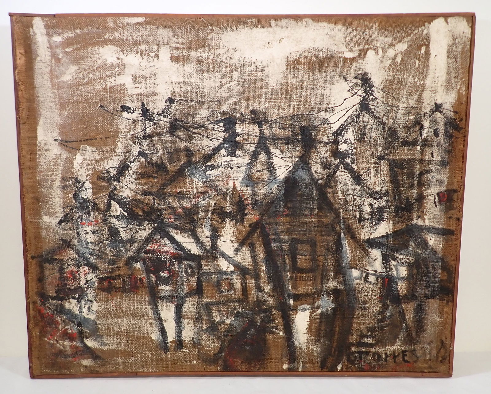 Torres ? Oil on Burlap Painting (1 of 4)