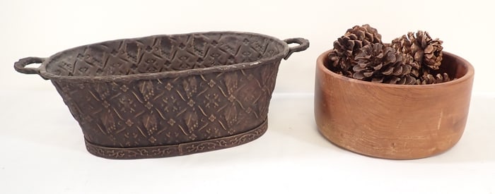 Wooden Bowl & Decorator Planter