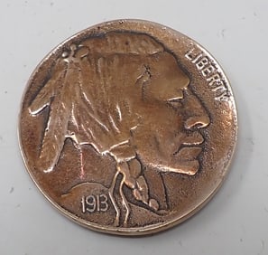 1913 Indian Head Nickel Brass Belt Buckle