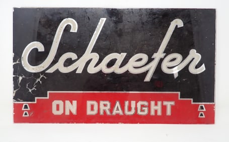 Schaefer On Draught Glass Beer Sign