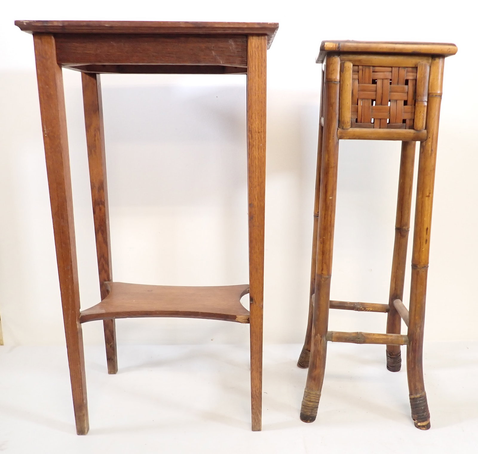 Plant Stands incl Bamboo: Bamboo stand is approx 9" x 9" x 28 1/2" tall. Must take both. No shipping
