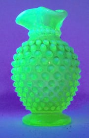 Uranium Glass Hobnail Bud Vase