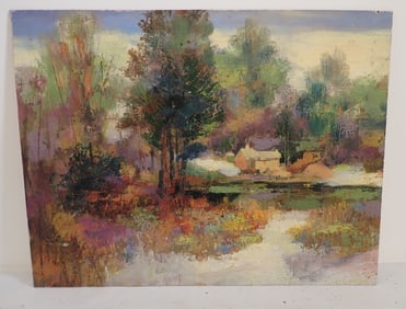 John Reilly Autumn Scene Oil on Board Painting