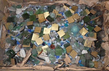 Glass Lamp Shade Parts & Coke Crate