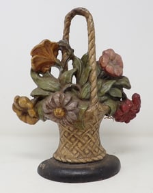 Cast Iron Flower Basket Doorstop