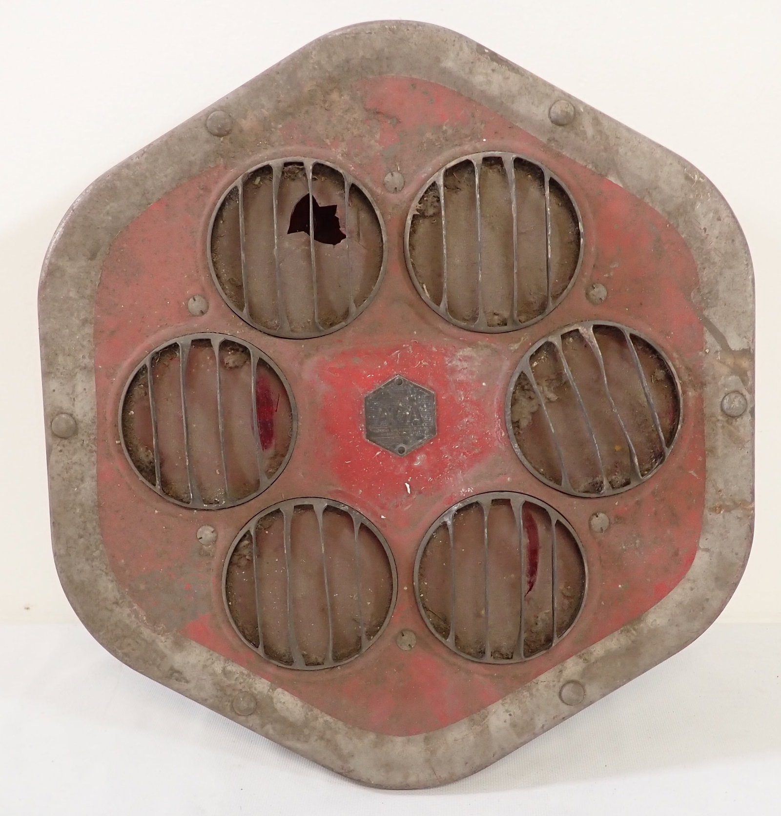 AGA Lighted Stop Sign: Approx 17" x 19". If shipping is needed, contact UPS Store 5528 to get a quote before bidding. There are no refunds because of shipping price.