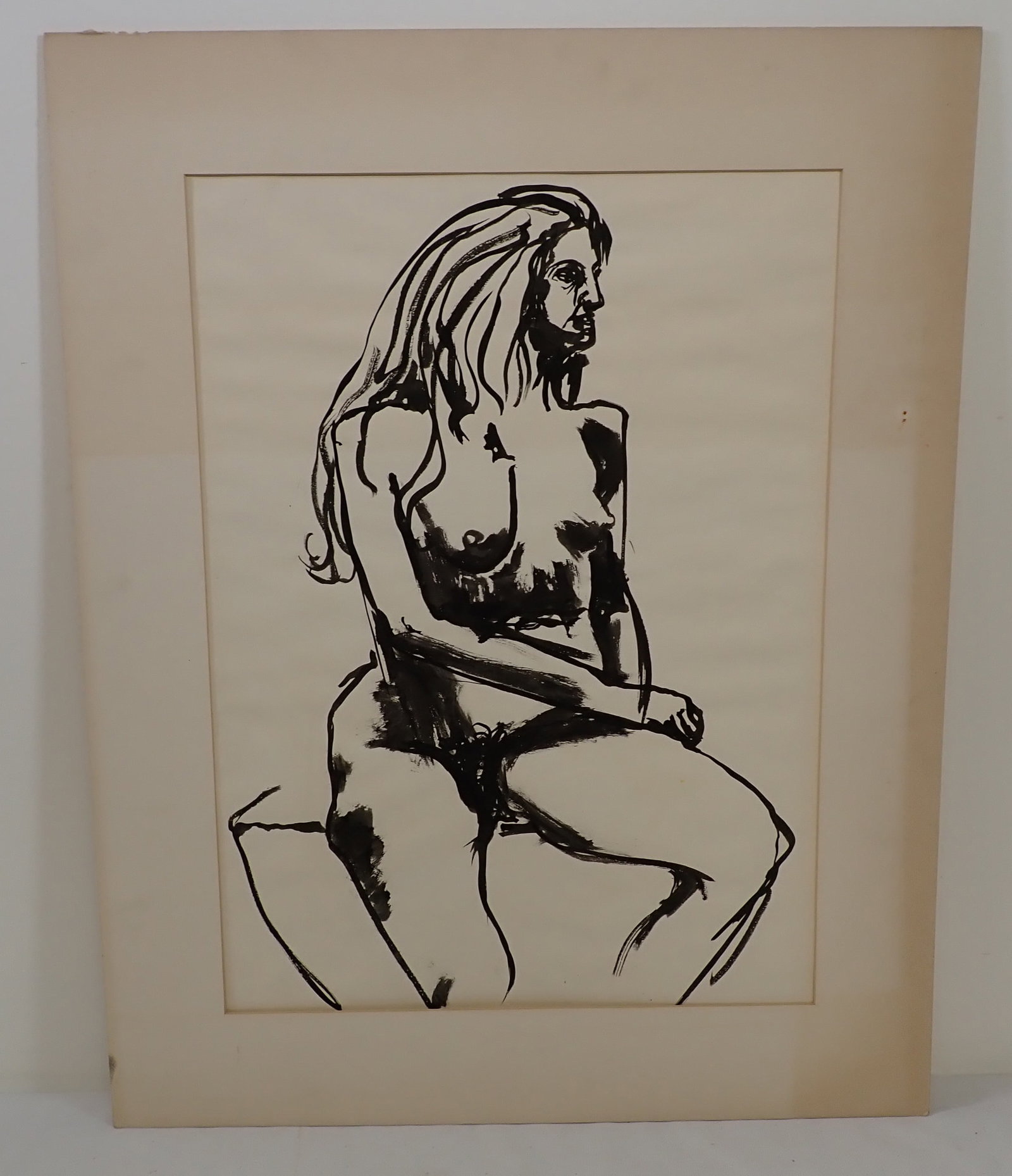 Jaqueline Ann Clipsham Nude Lady Watercolor: Approx 24" x 30 1/4". If shipping is needed, contact UPS Store 5528 to get a quote before bidding. There are no refunds because of shipping price.