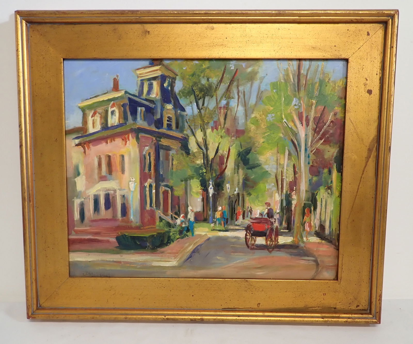 John Reilly Town Scene Oil on Board Painting (1 of 3)