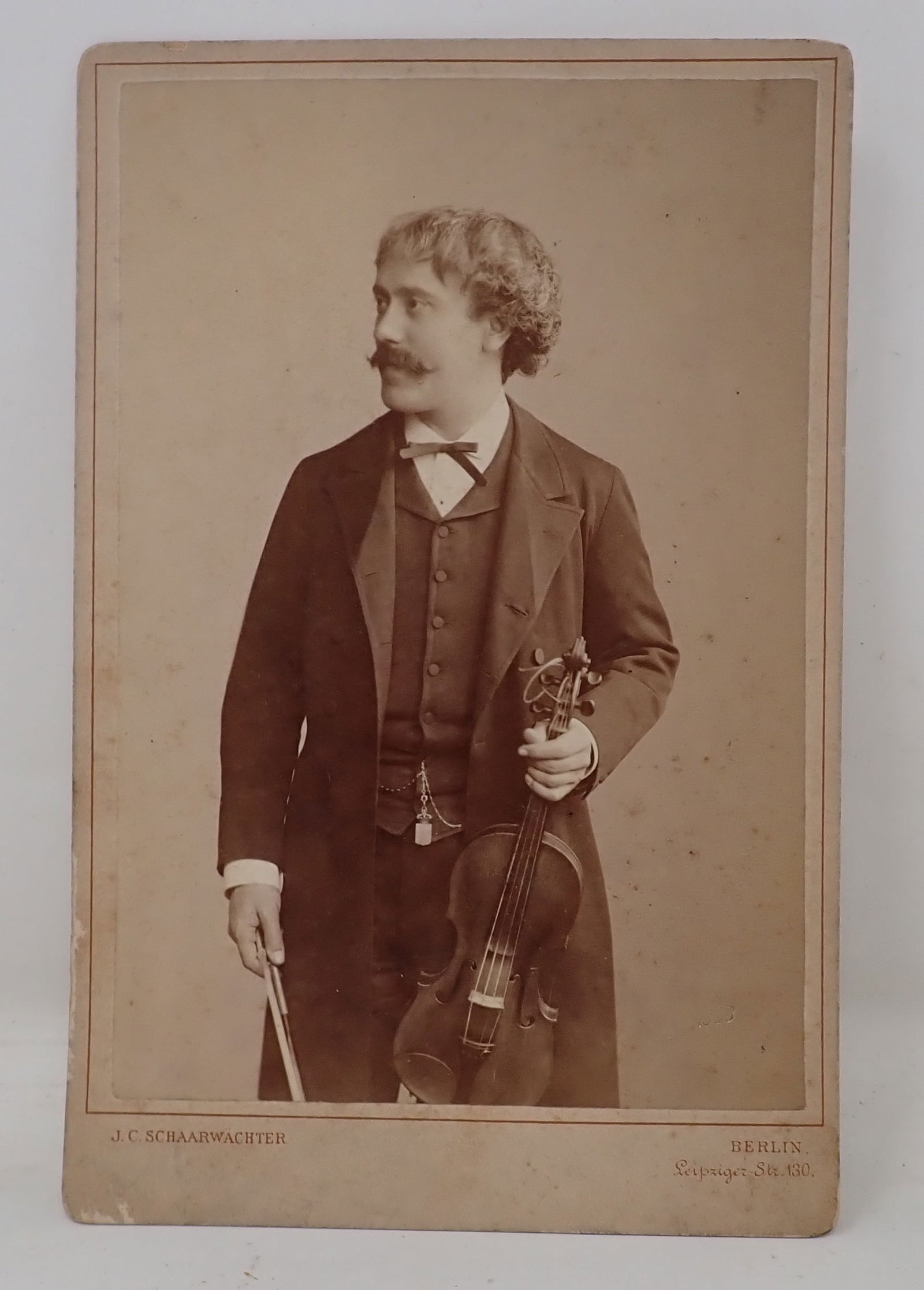 1889 Pablo Sarasate w/ Violin Cabinet Card: Approx 4 1/2" x 6 1/2"
