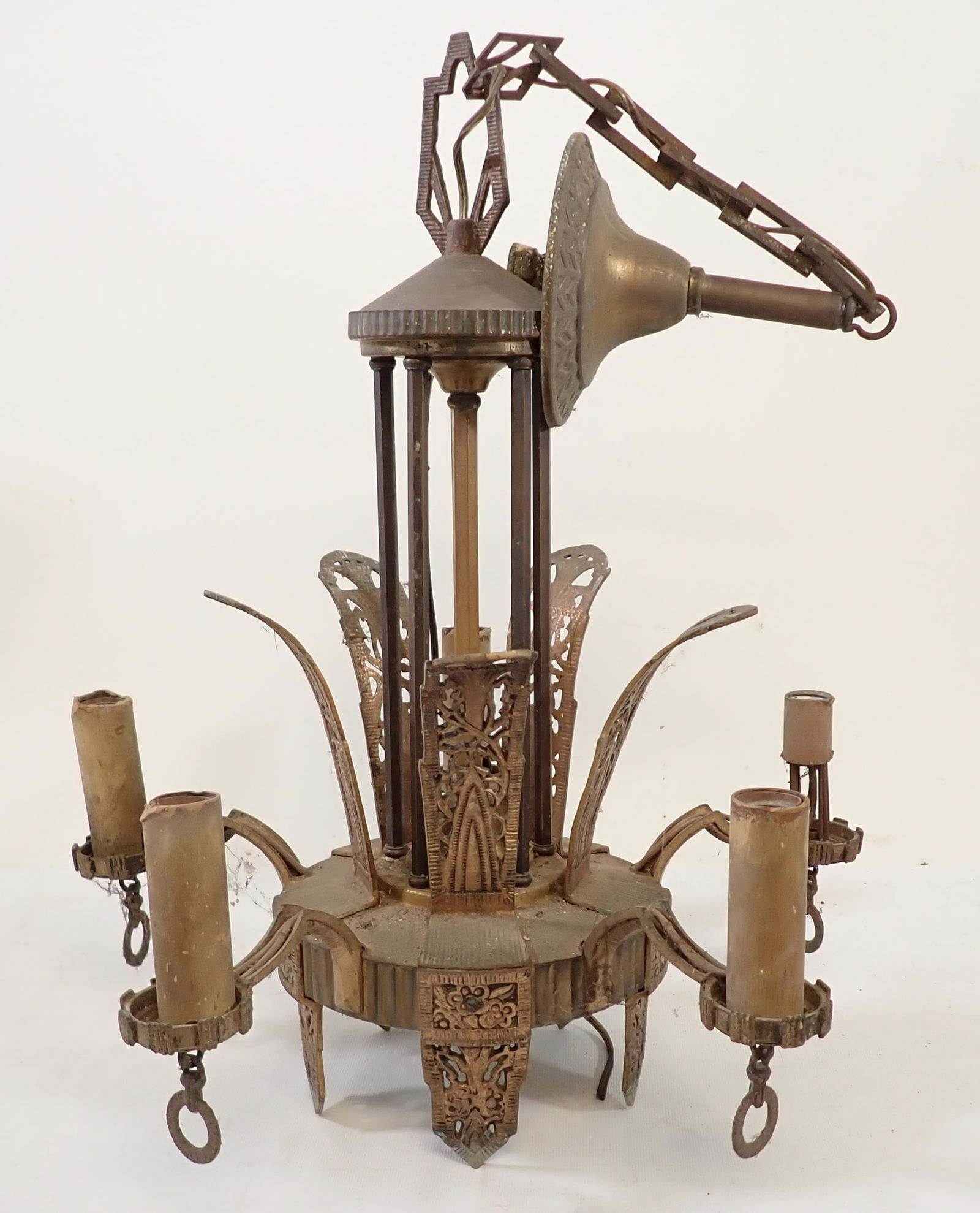 5 Arm Brass Chandelier (1 of 4)