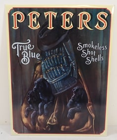 Peters True Blue Shot Shells Tin Sign 1980