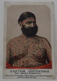 Captain Costentenus Greek Albanian Tattooed Card