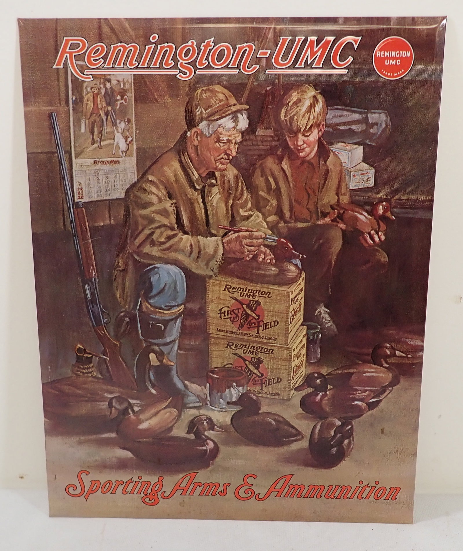 1980 Remington UMC Ammunition Sign: Tin sign is apprx 13 1/4" x 17"