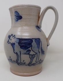 1989 Rowe Pottery Stoneware Cow Pitcher