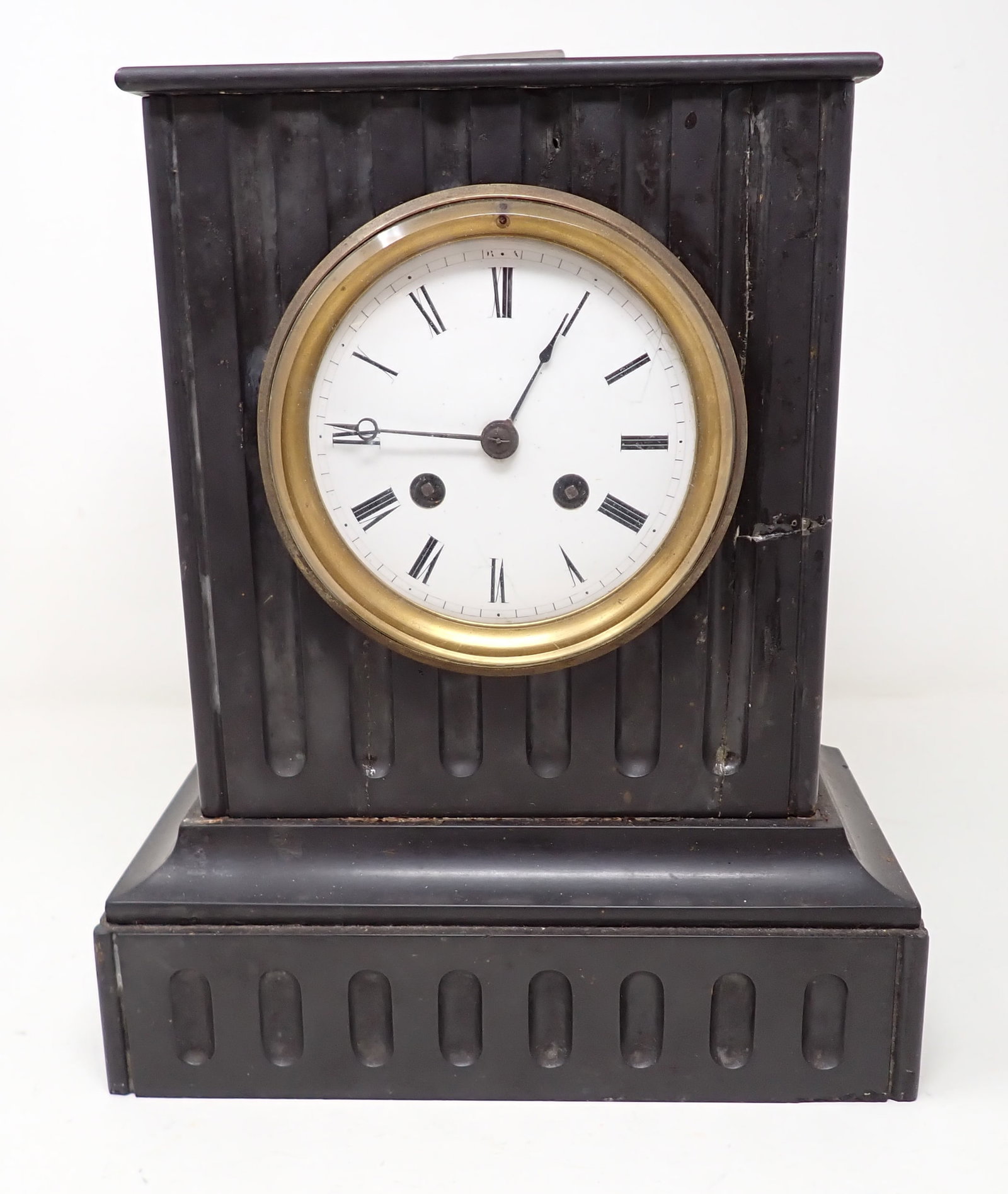Marble Mantle Clock: Approx 4 7/8" x 9" x 10 3/4" tall. No shipping