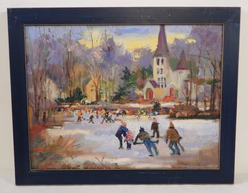 John Reilly Califon NJ Oil on Board Painting
