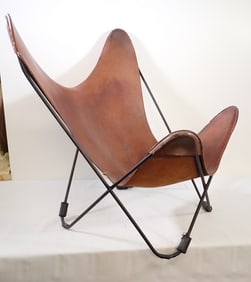 Leather Mid Century Modern Butterfly Chair
