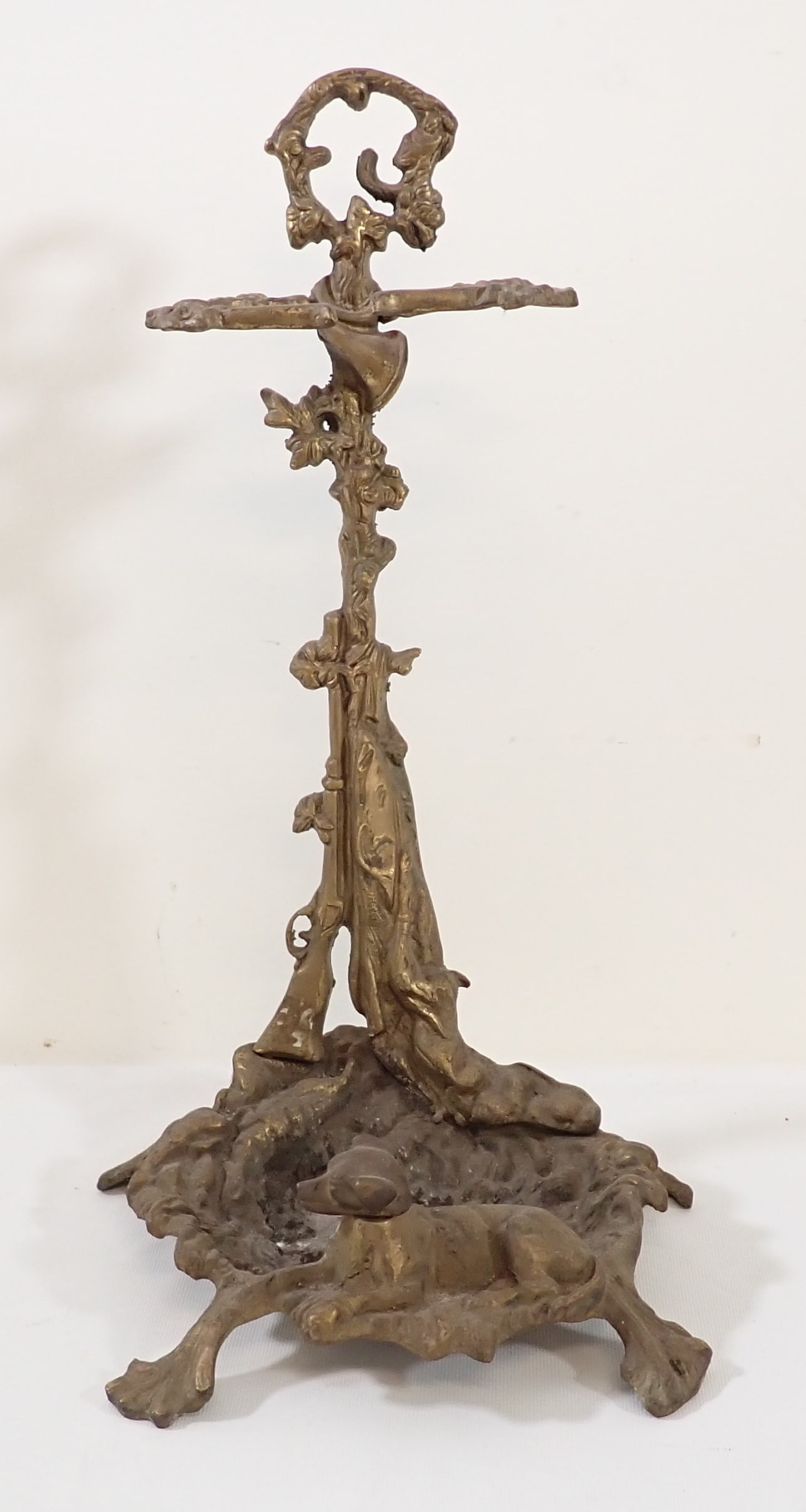 French Bronze Umbrella Stand w/ Dog Hunt Scene (1 of 12)