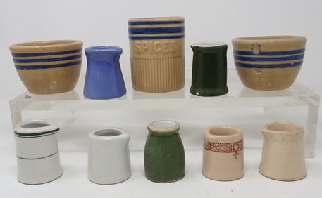 Yellow Ware Custard Cups Spice Jar Stoneware Creamers