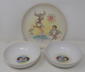 Bullwinkle Plate & Jetsons Bowls