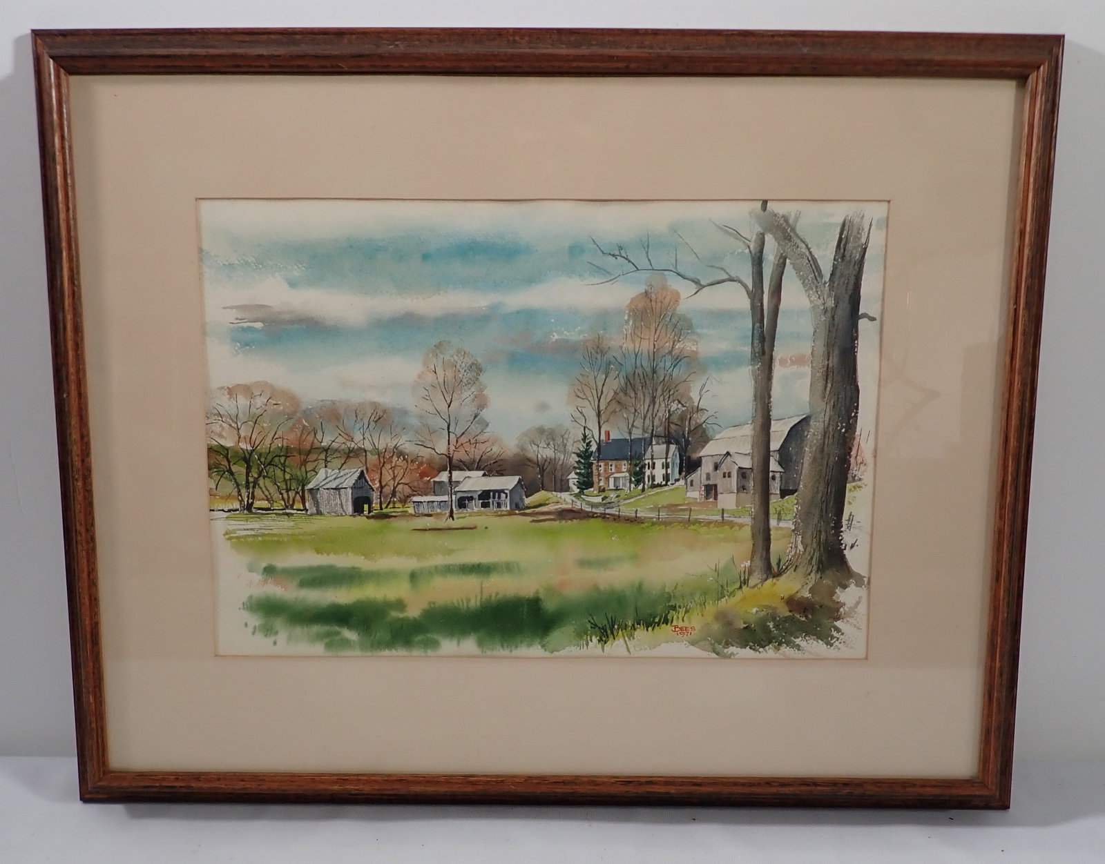 1971 Fred Bees Bethlehem Pa Artist Watercolor: Approx 23" x 28 1/2" . If shipping is needed, contact UPS Store 5528 to get a quote before bidding. There are no refunds because of shipping price.