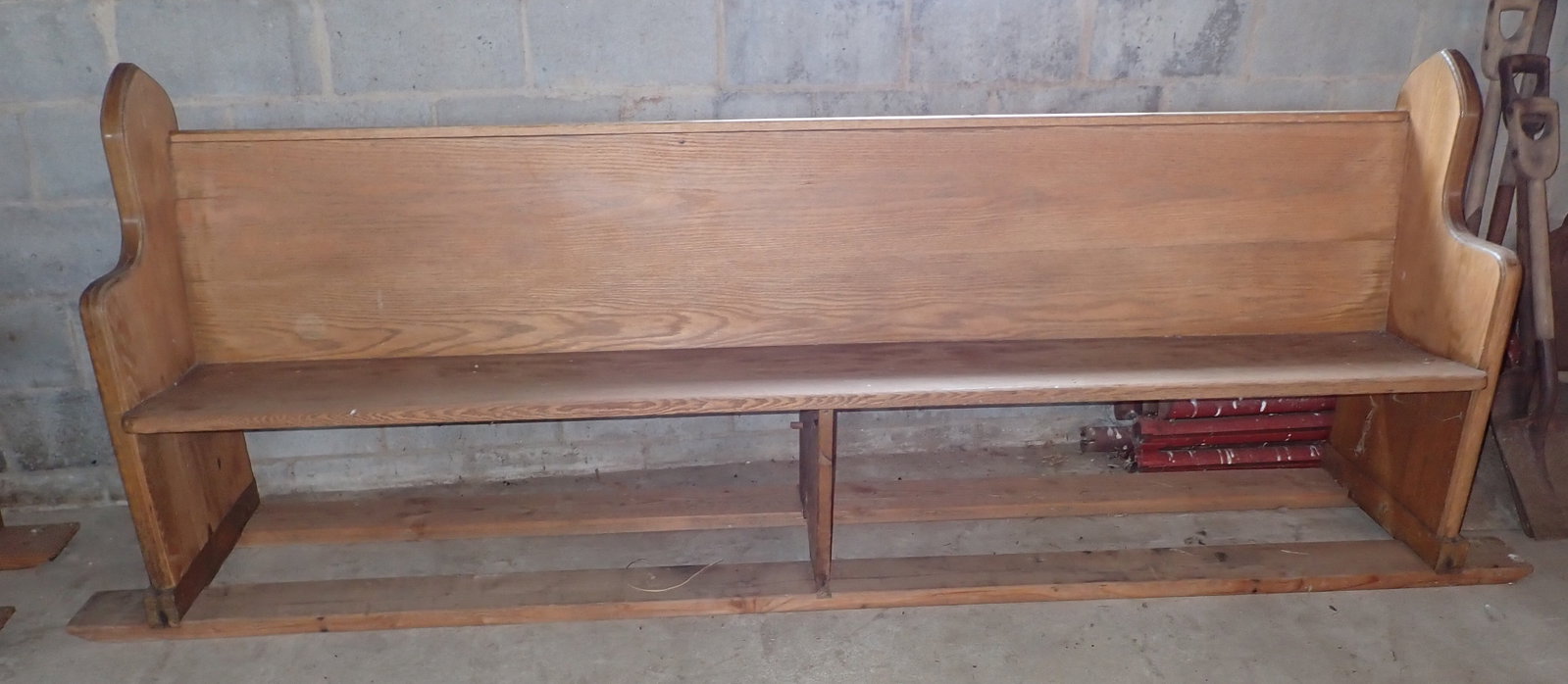 Church Pew: Approx 19 1'2" x 101" X 40" tall. No shipping ! Bring Proper help to remove.