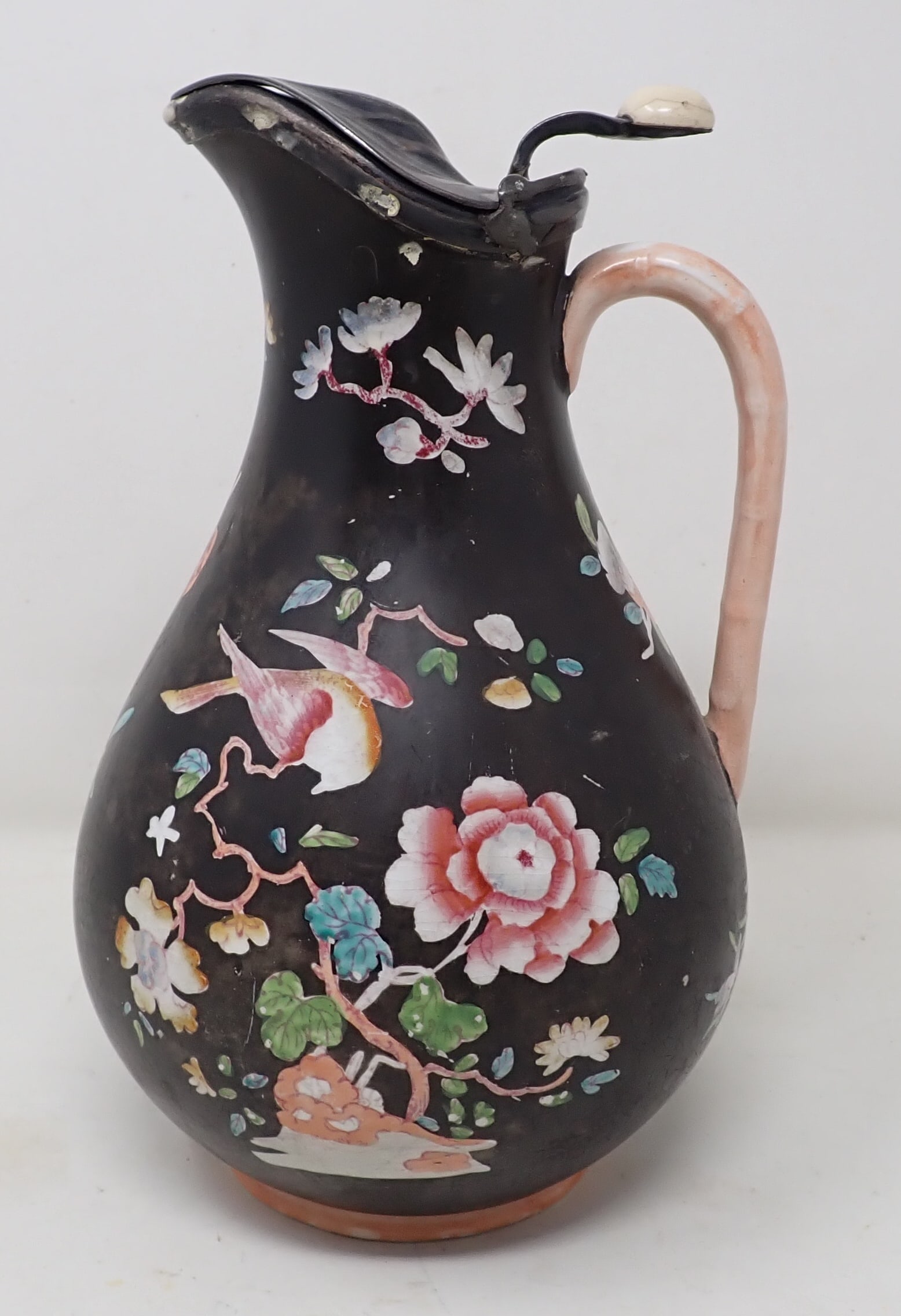 Chinese Porcelain Pitcher w/ Atkin Brothers Top: Apprx 8 1/4" tall