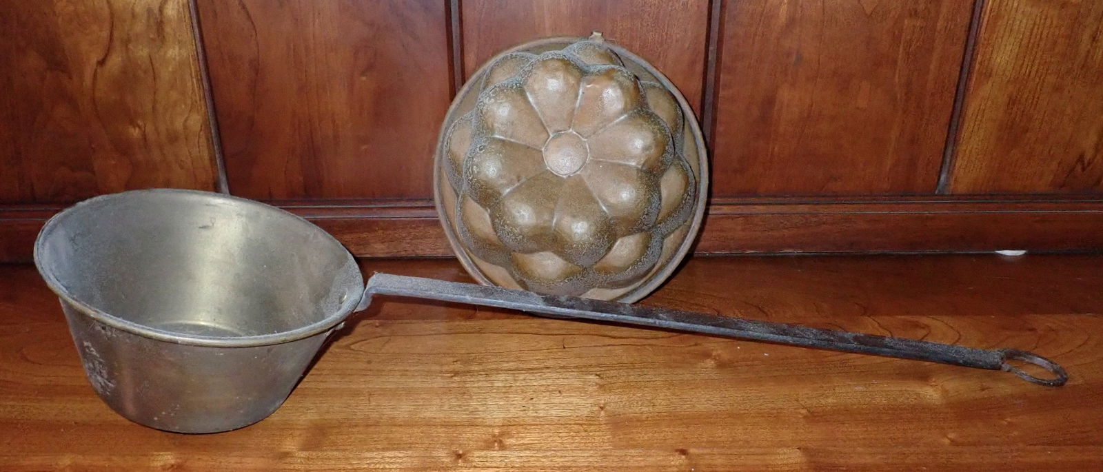 Brass Pot w/ Wrought Iron Handle Copper Mold (1 of 5)