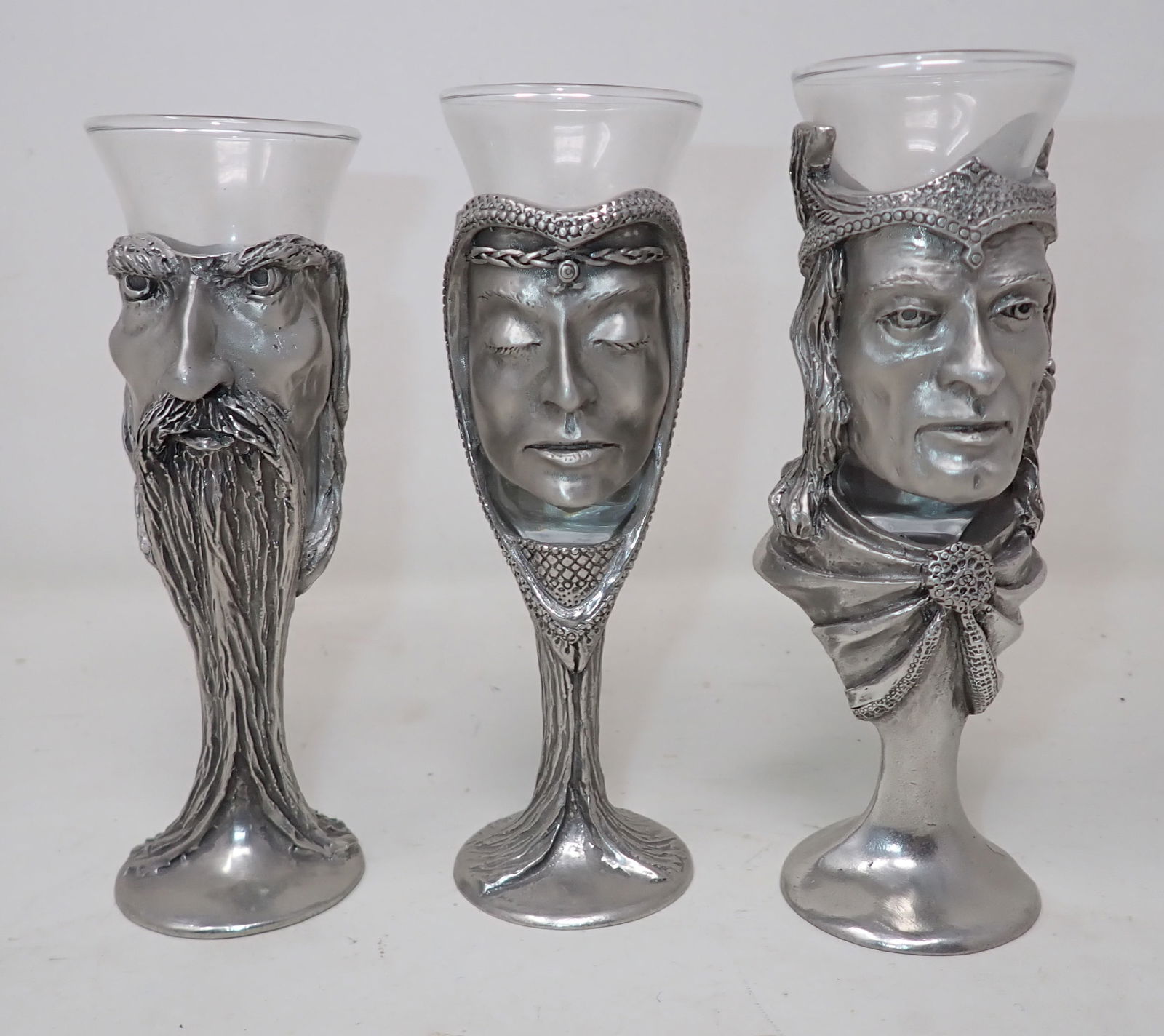 2001 Royal Belangor Pewter Shot Glasses: Approx 1 5/8" in diameter and 5" tall