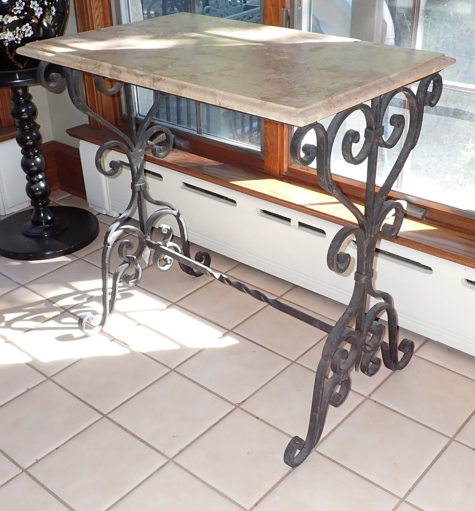 Iron Hall / Plant Stand w/ Marble Top (1 of 5)