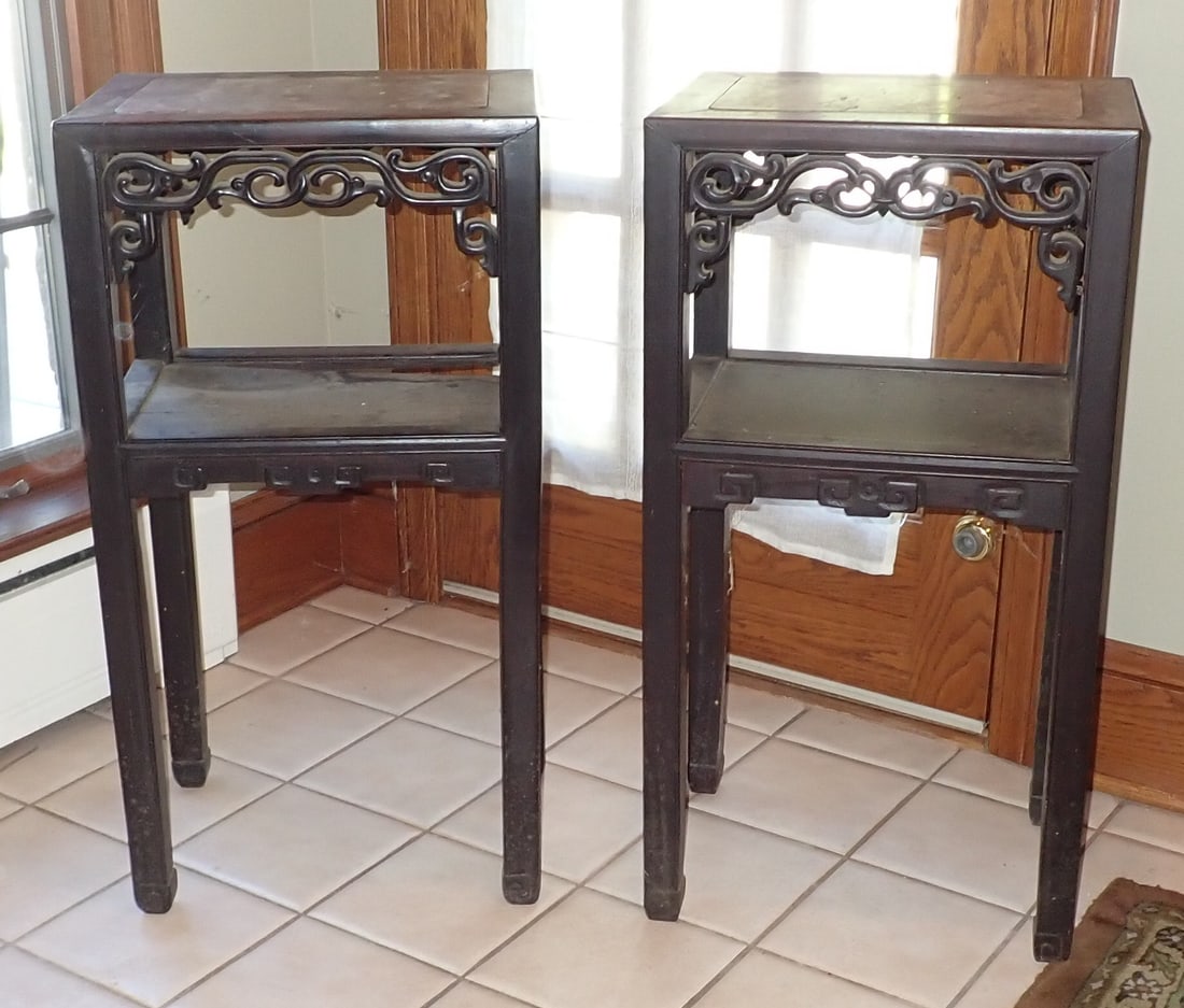 2 Chinese Marble Top Plant Stands (1 of 12)