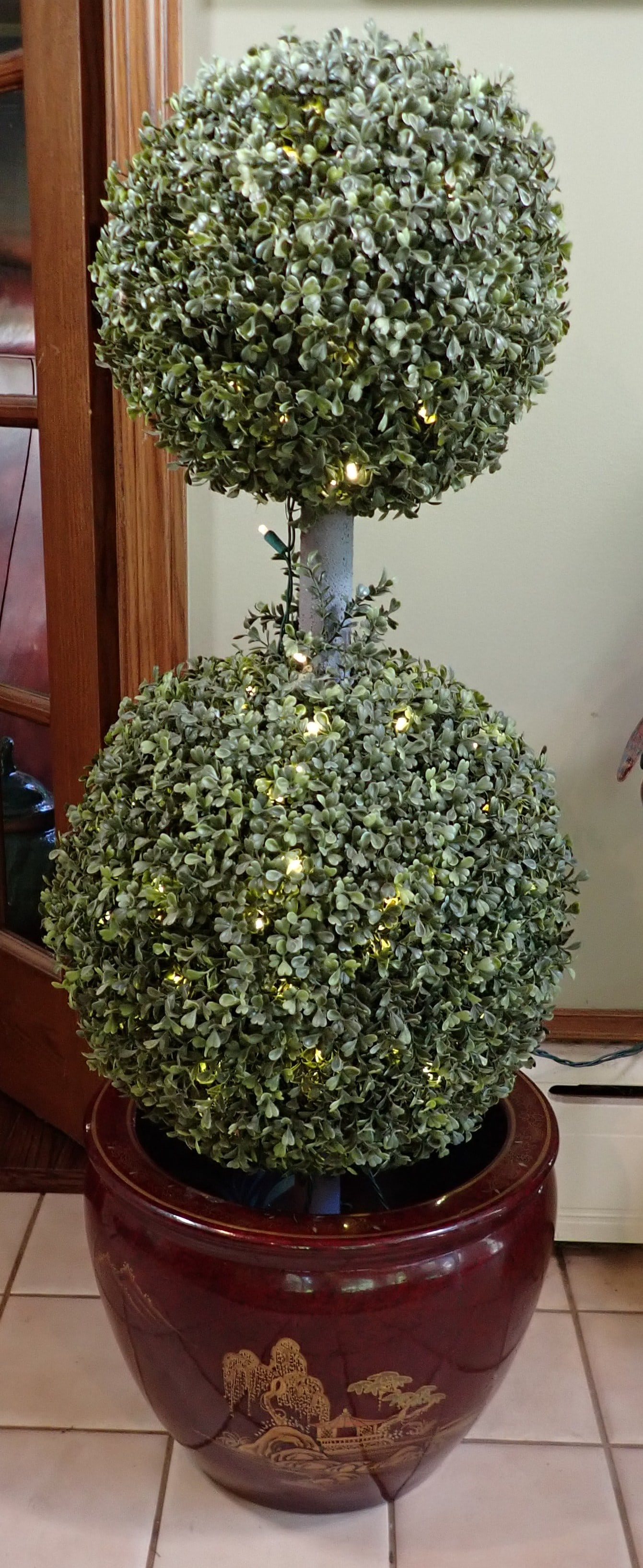 Oriental Jardinere w/ Artificial Lighted Tree (1 of 5)