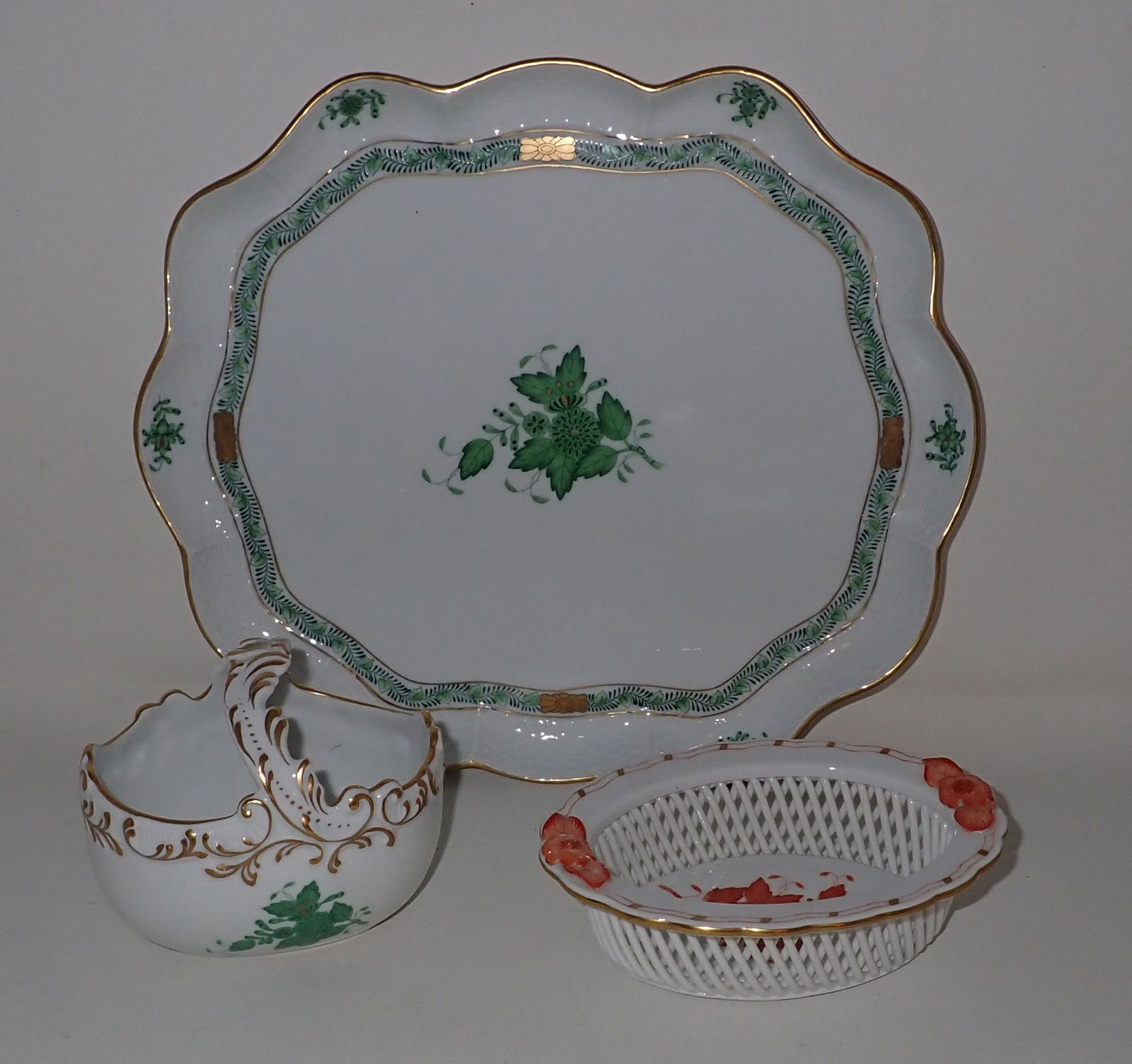 Herend Tray Basket & Pierced Dish (1 of 4)
