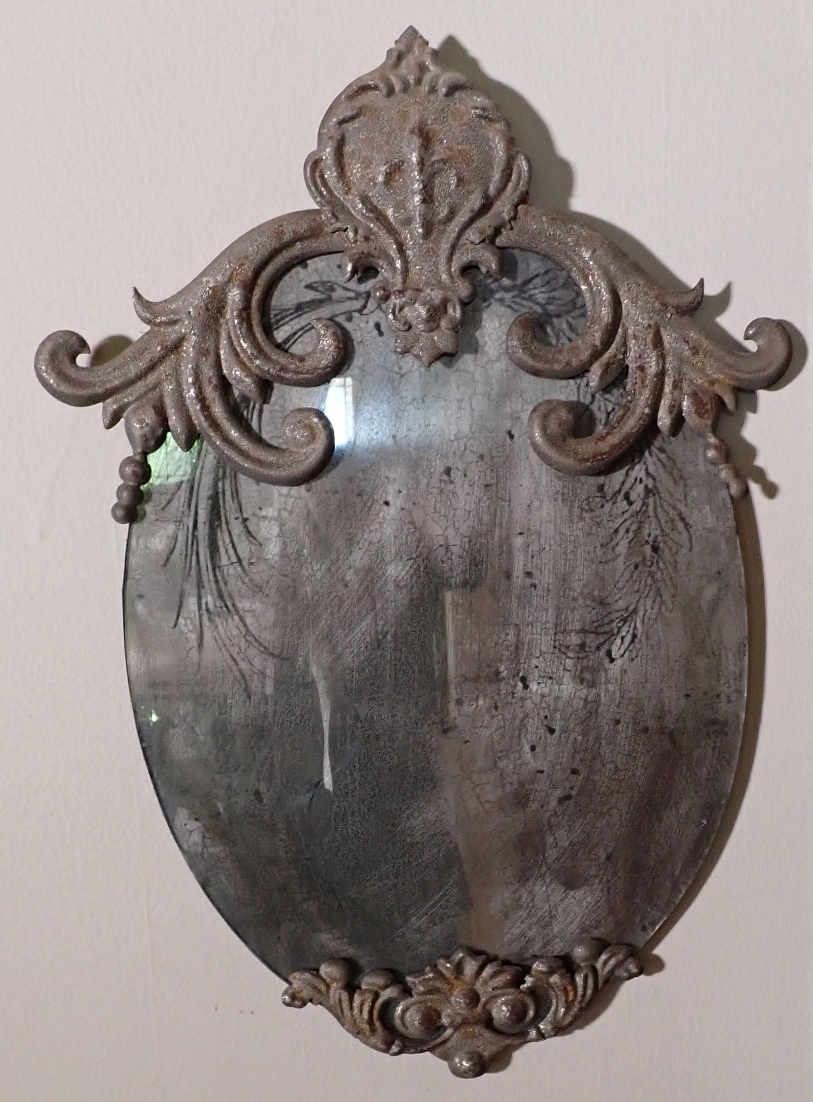 Distressed Tin Decorator Mirror: Approx 13 3/4" x 19 1/4"