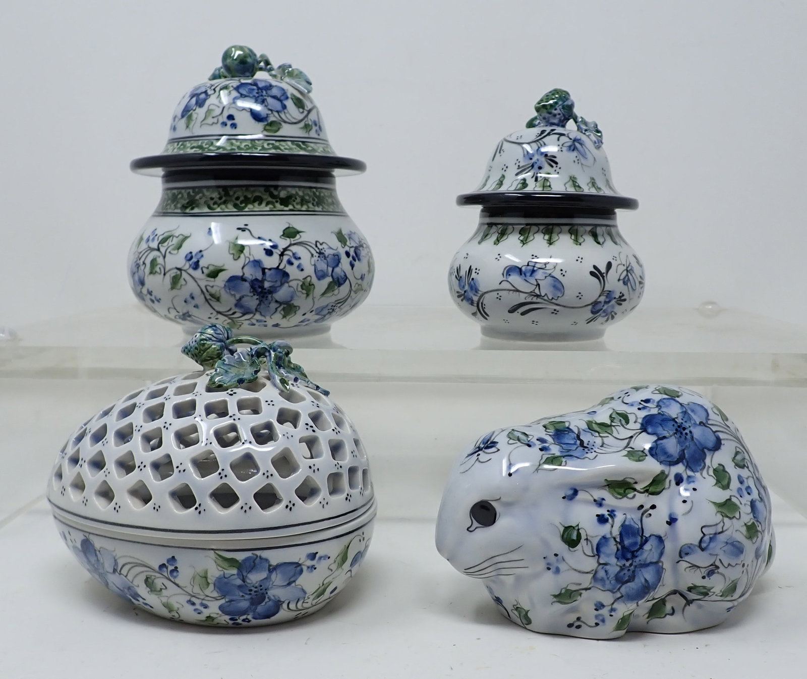 LST Glazed Ceramic Rabbit Jars & Egg (1 of 4)