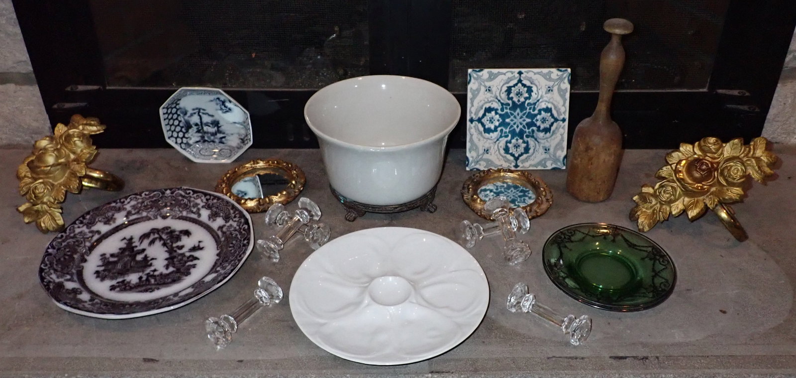 Tile Transferware Curtain Tieback Knife Rest & Misc: No shipping !