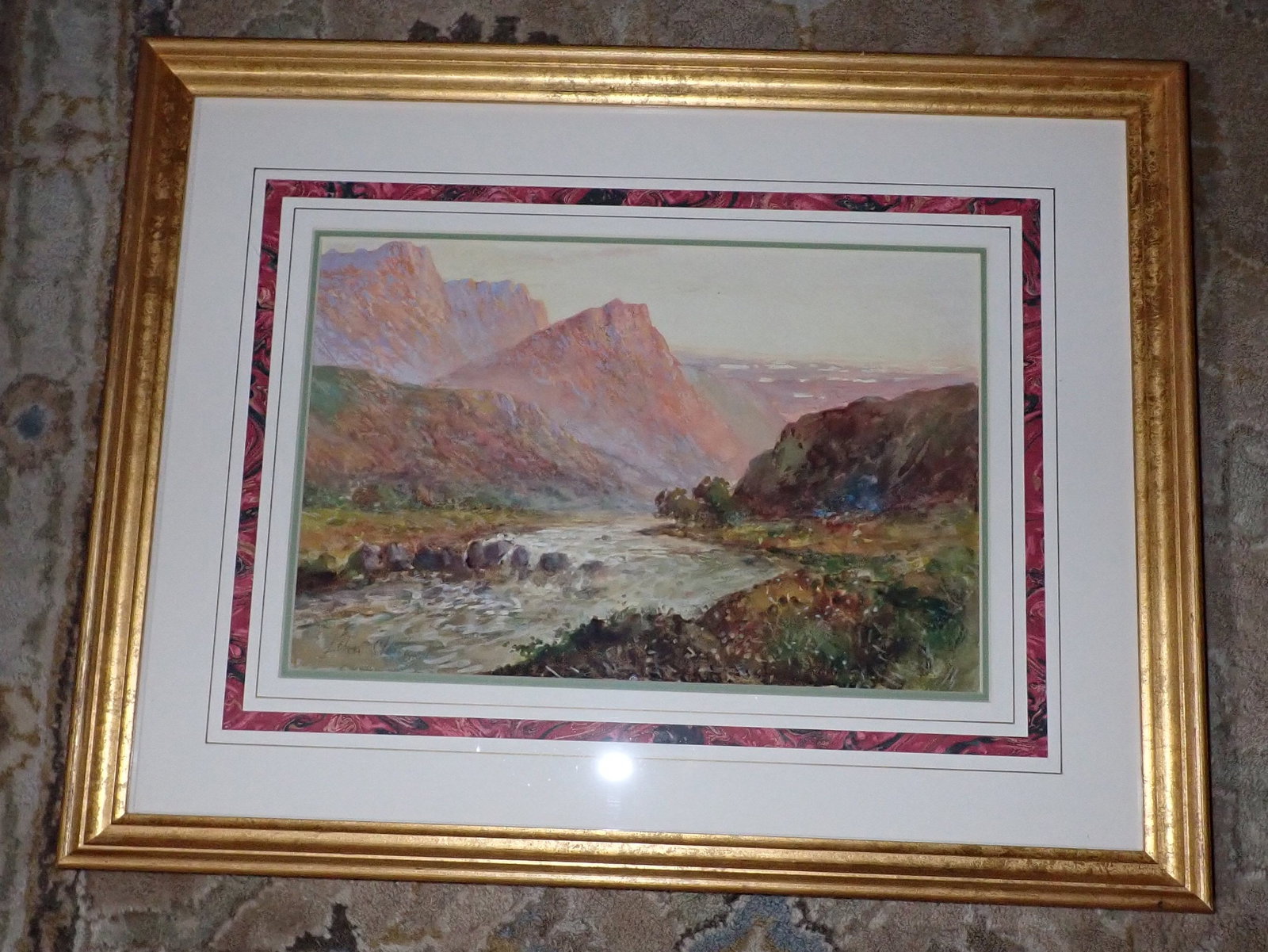 Scottish Highlands & River Signed Watercolor: Apprx 16 1/2" x 21 1/4". If shipping is needed contact UPS Store 5528 to get a quote before bidding. There are NO REFUNDS because of shipping price
