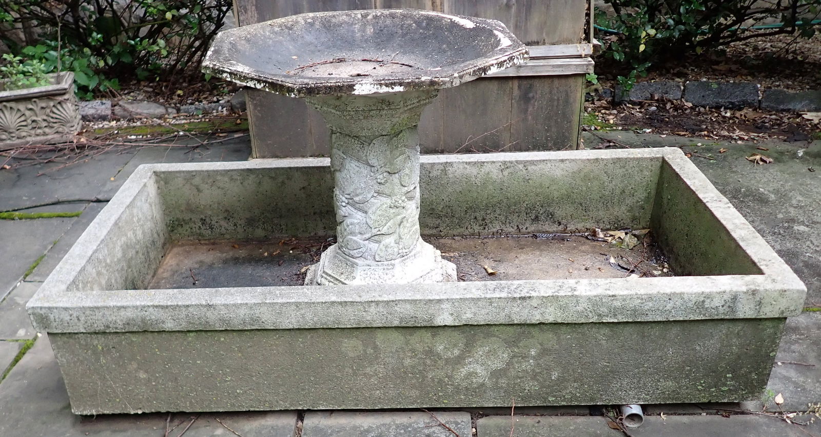 Concrete Basin & Resin Bird Bath (1 of 4)