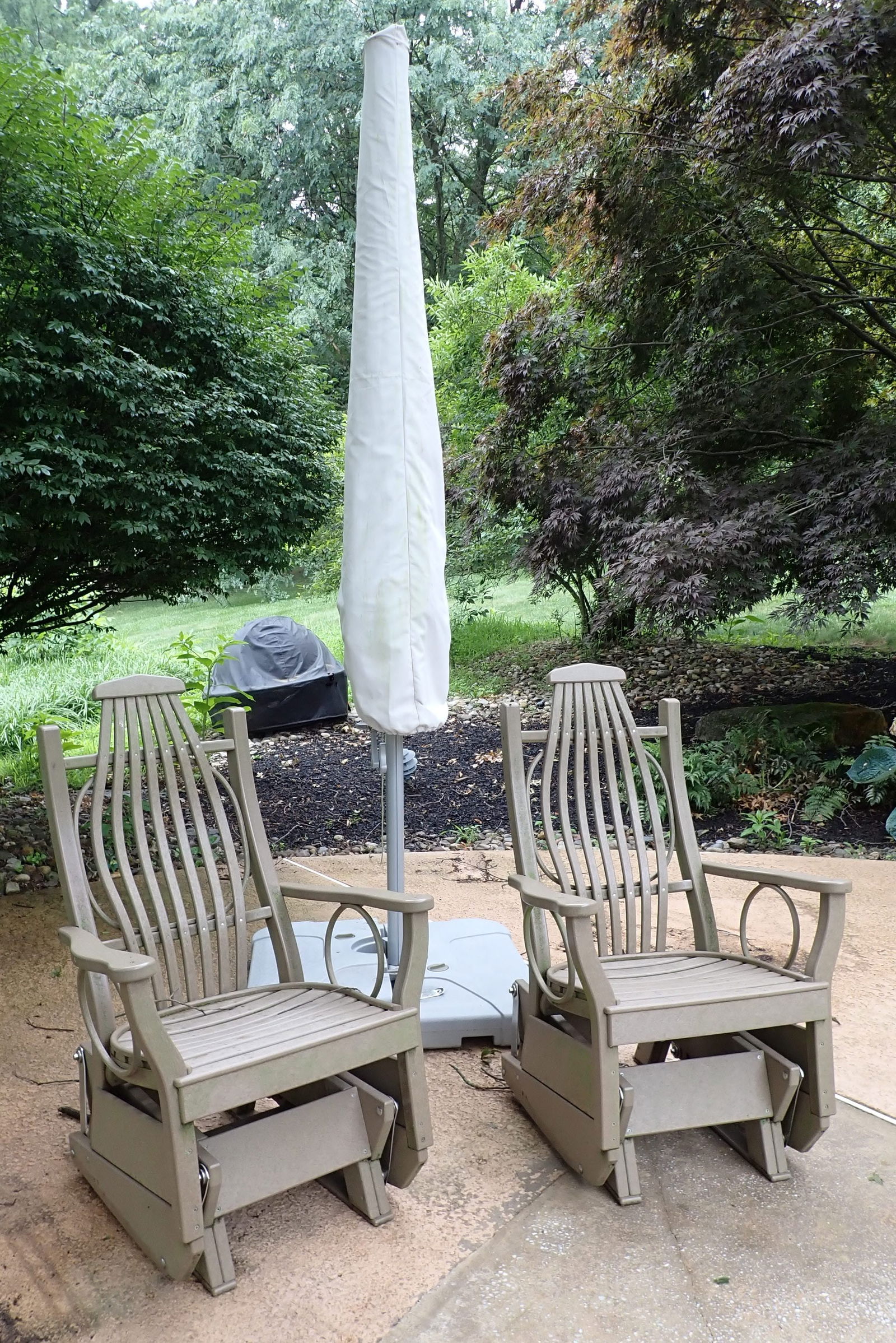 2 Trex Style Glider Chairs & Umbrella (1 of 6)